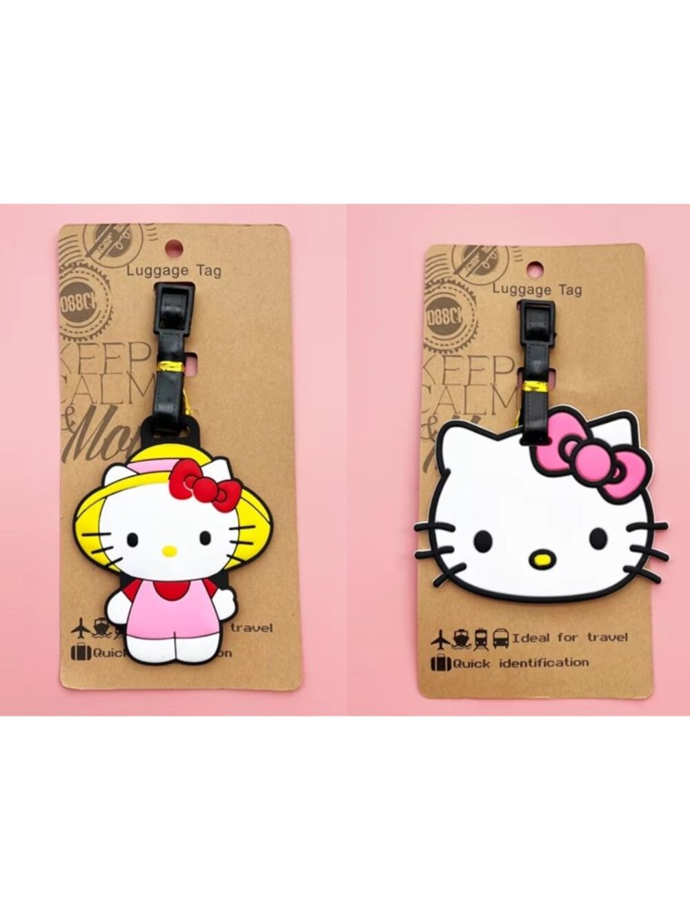 Hello Kitty Pink Silicone Luggage Tags Travel Suitcase & Baggage ID Label 2 Tags